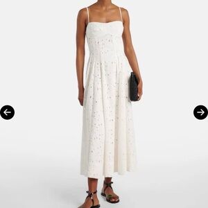 White Eyelet Spaghetti-Strap Midi Dress